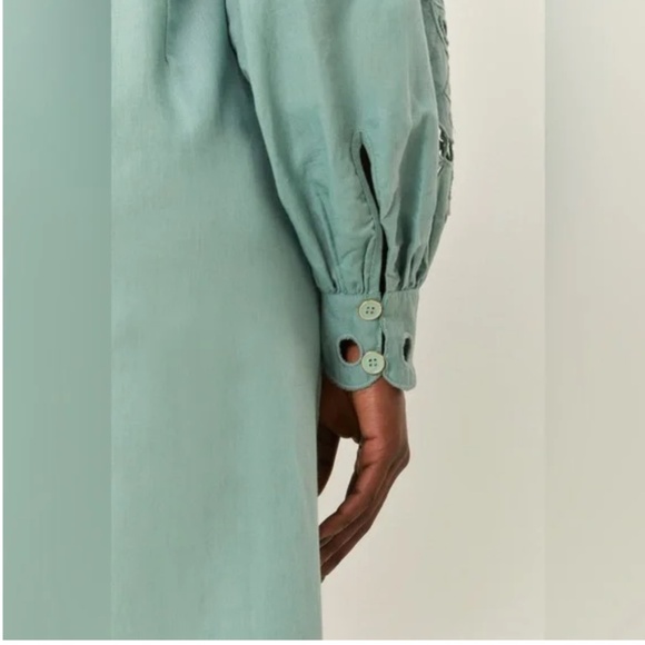 FARM RIO Elegant Embroidered Mint Green Maxi Dress, new w tags, S - Picture 4 of 10